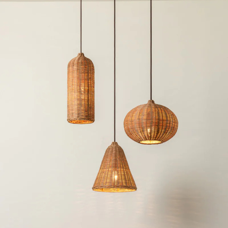 Rattan chandeliers Japanese lamps Wasabi style tea room lamp Pastoral dining room living room decoration lamp B&B living room lamp
