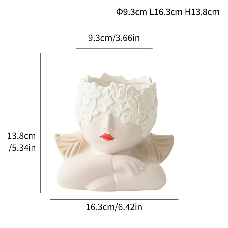 Modern simple multi-color girl flower head human body ceramic vase flower arrangement gift home decoration cross